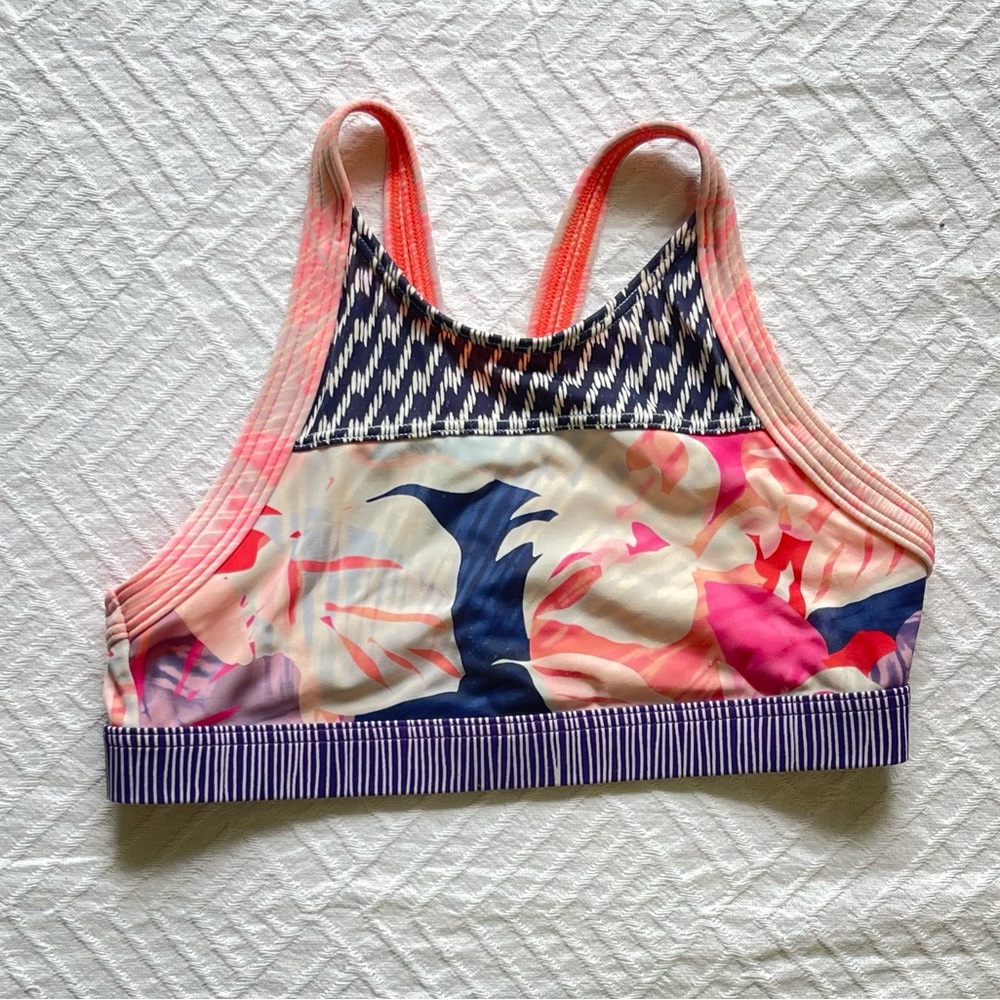 Athleta girl’s Bora Bora Bikini Top Multi Colorful Floral Size M 8-10 - Picture 3 of 4
